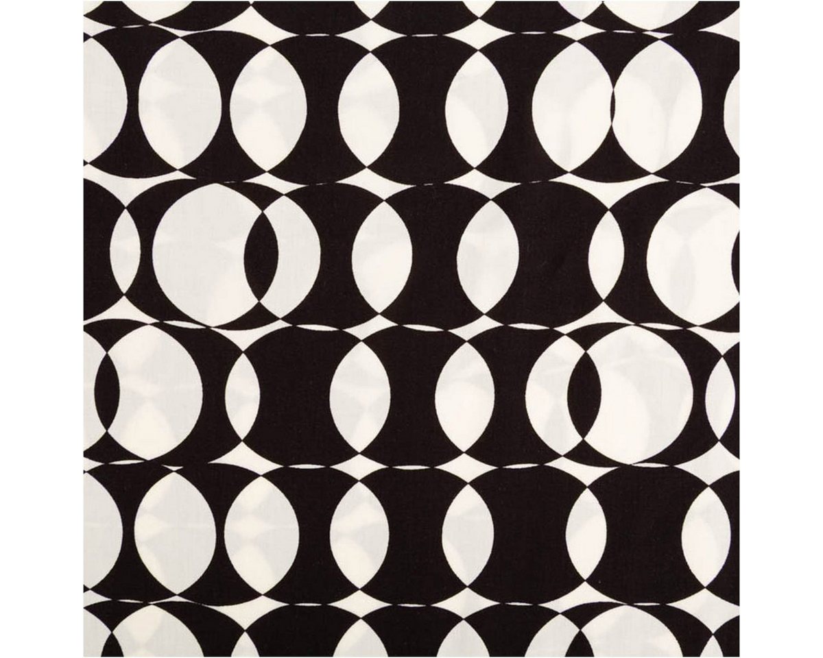 Thumbnail - SCHÖNER LEBEN. Stoff Viskose Stoff Popeline Retro Kreise schwarz weiß 145cm Breite, allergikergeeignet