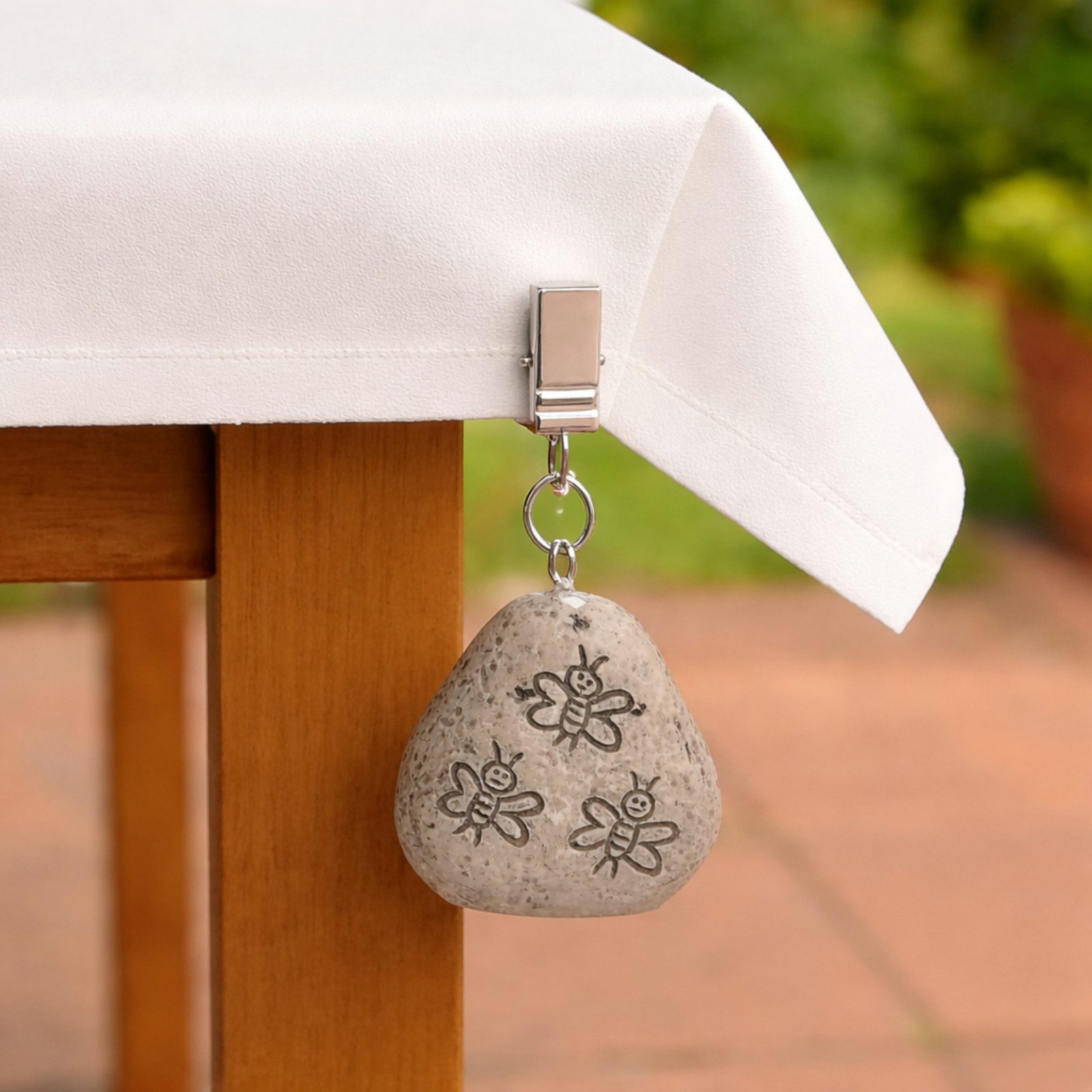 Koopman Tischtuchklammer 4 Motive Stein-Optik Tischdecke 4er Set, (4-tlg), Biene, Tischdeckengewicht, Polystone, 3,5x3,5x2cm