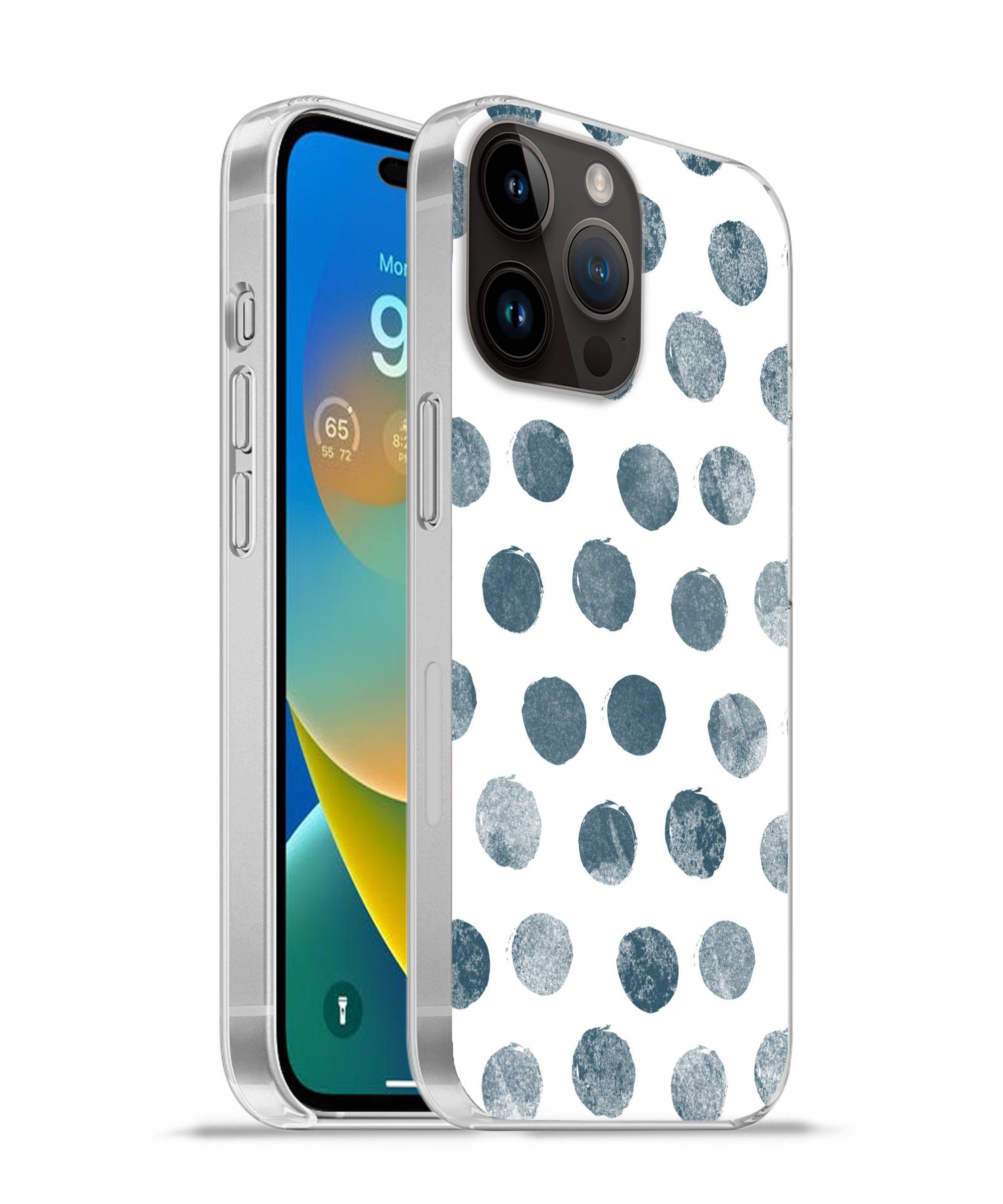 Handyhülle für Apple iPhone 14 Pro Polka dots - Grau - Weiß