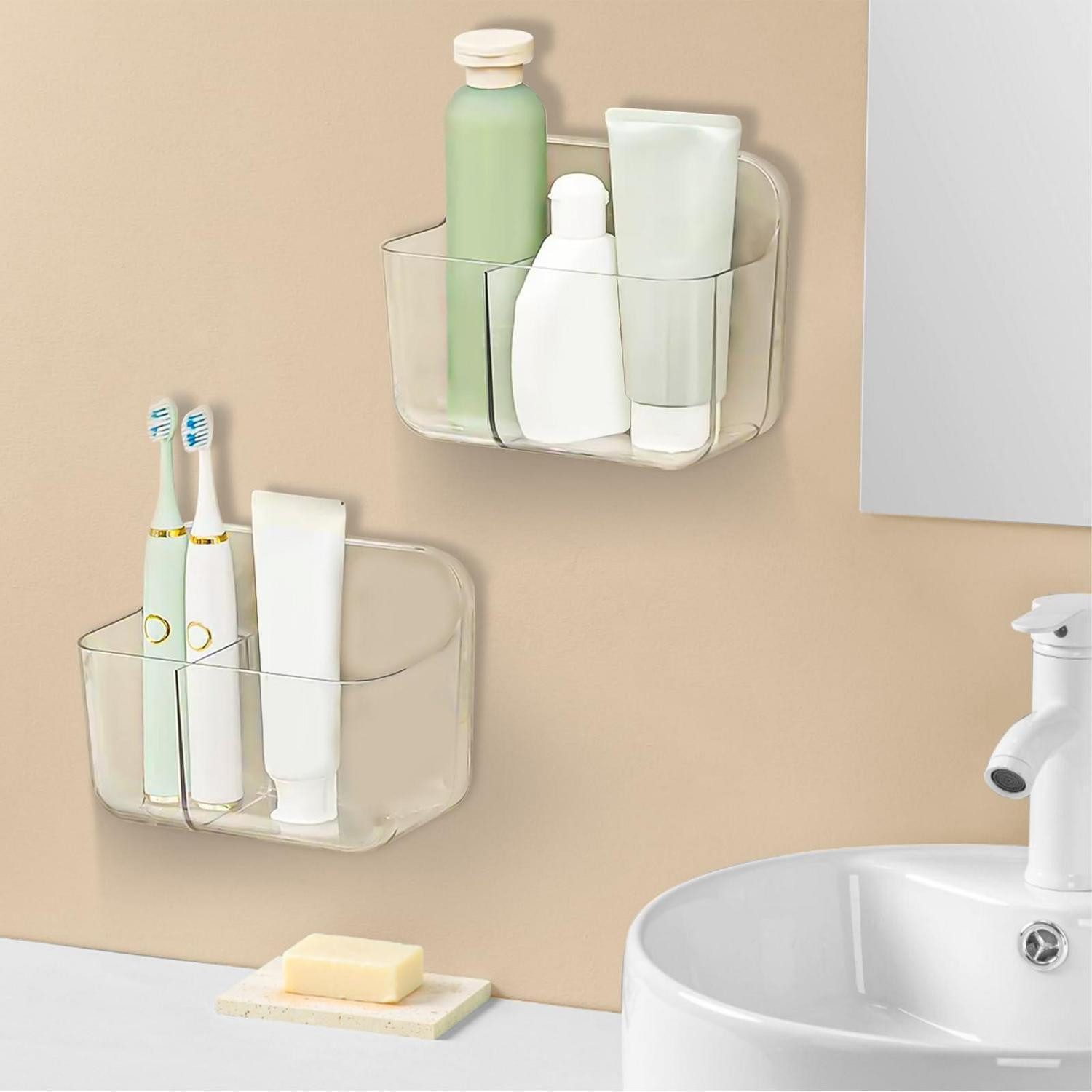LuxusKollektion Duschablage Duschablage 2er Set Transparent ohne Bohren, 2-tlg.