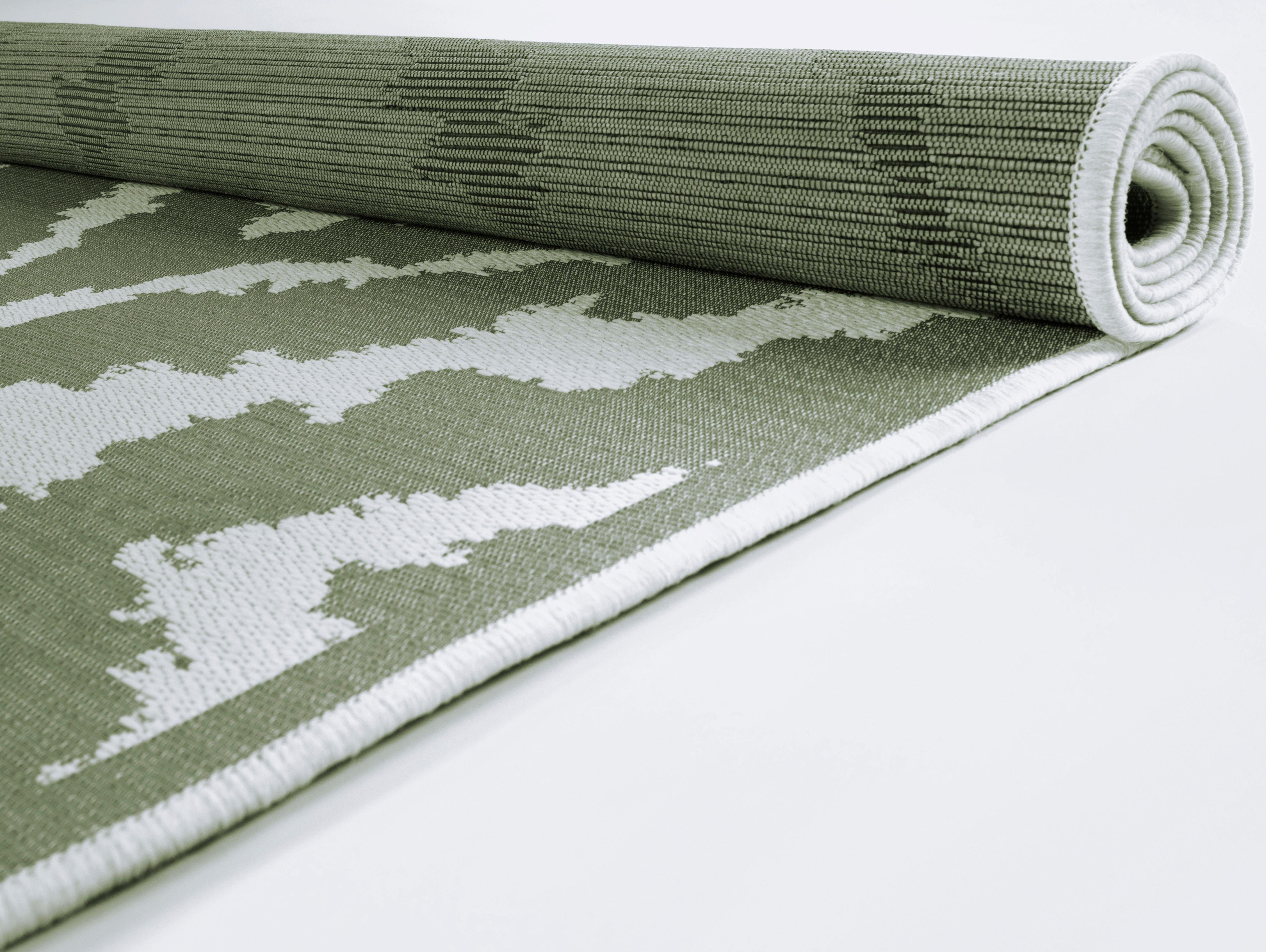 grün geeignet Teppich 3 Pattern, Outdoor und mm, modernes rechteckig, HOME, Rauten In- TOM Garden Flachgewebe, TAILOR Design, Höhe: