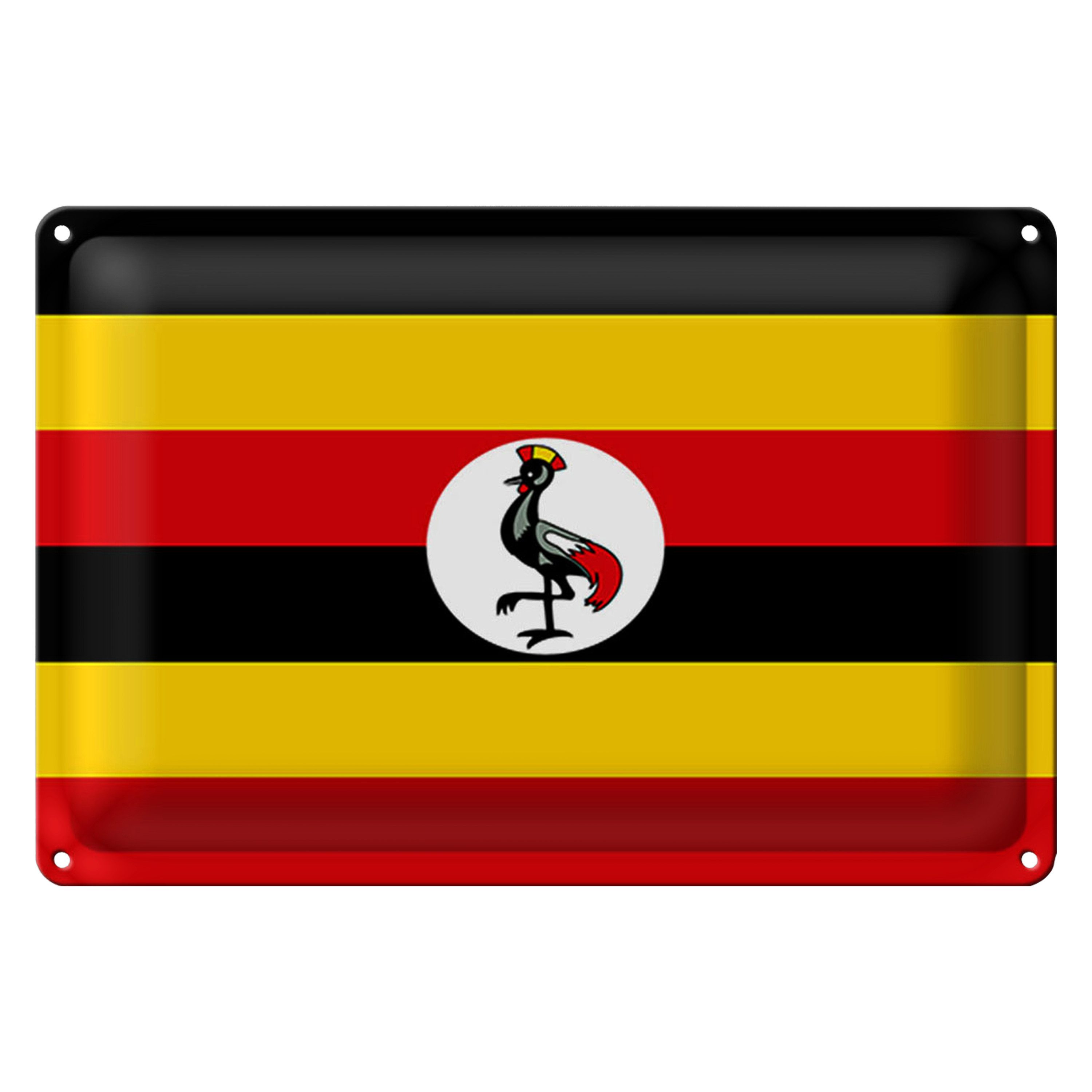 Roomando Metallschild Flagge Uganda 40x30cm Flag of Uganda