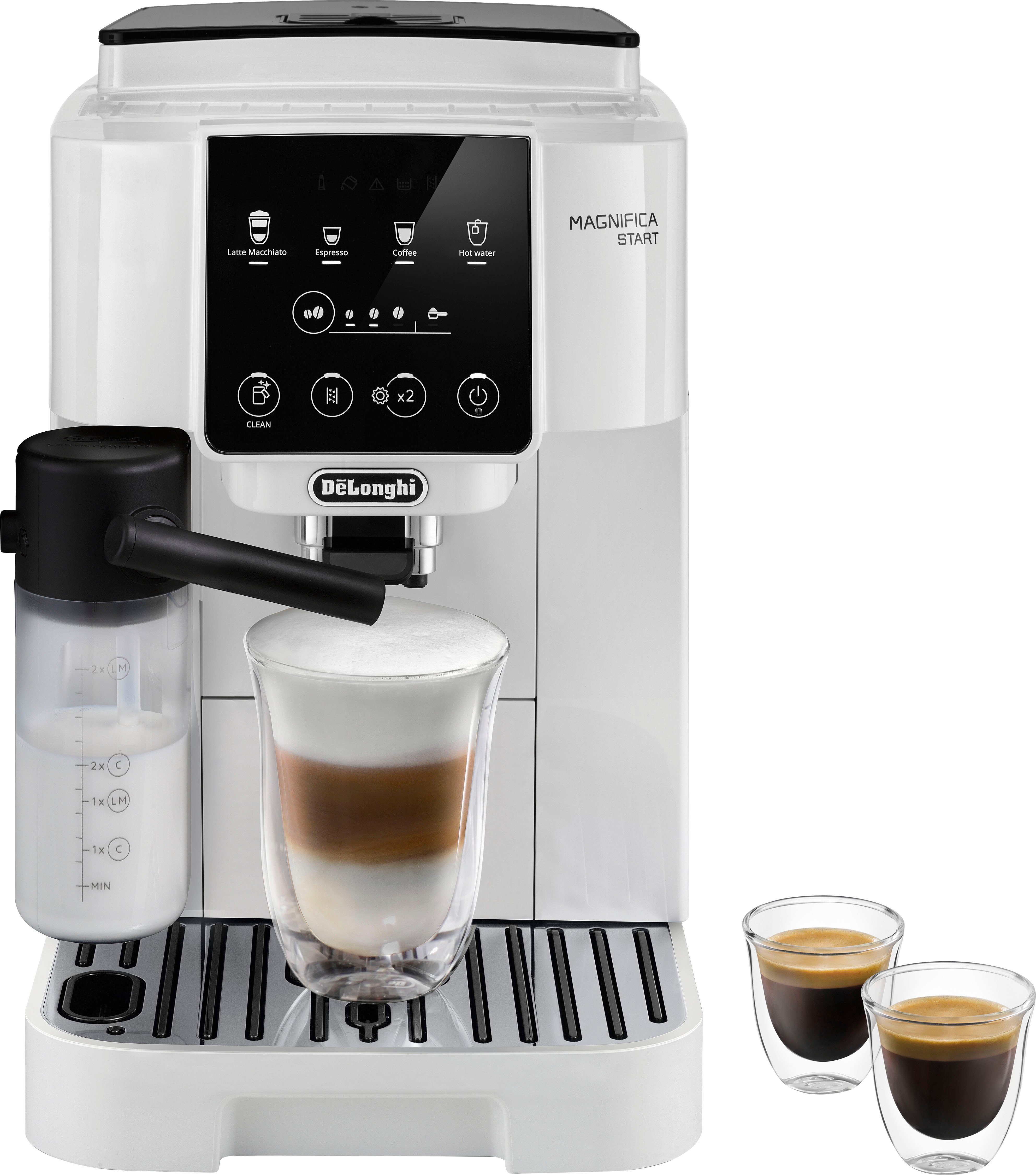 De'Longhi Kaffeevollautomat Magnifica Start ECAM220.61.W - 4 Rezepte, perfekter Milchschaum, weiß, 250g-Bohnenbehälter + Behälter für Filterkaffee, autom. Reinigung