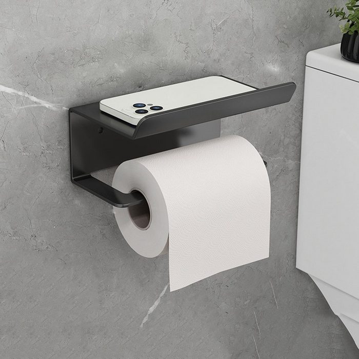 Haiaveng Toilettenpapierhalter Toilettenpapierhalter ohne Bohren mit Regal für Küche und Bad mit Regal