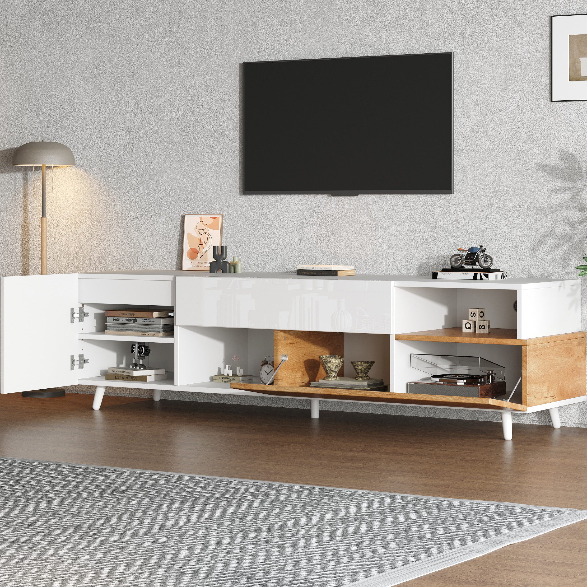 Merax Lowboard mit Hochglanzfront, Fernsehschrank in günstig online kaufen