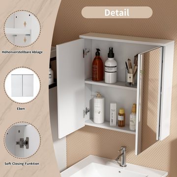 REDOM Badmöbel-Set Badezimmerset mit Soft-Close, Spiegelschrank, Waschtisch mit Becken, (Komplett-Set, 3-St)