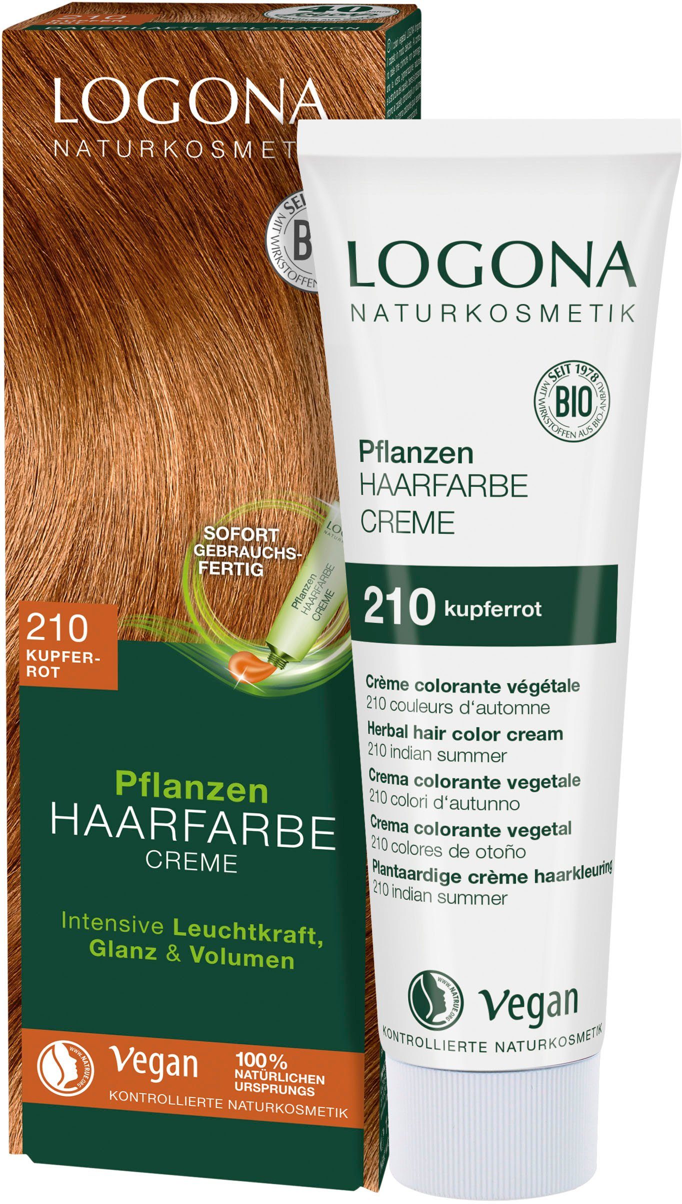 LOGONA Haarfarbe Logona Pflanzen-Haarfarbe Creme kupferrot 210