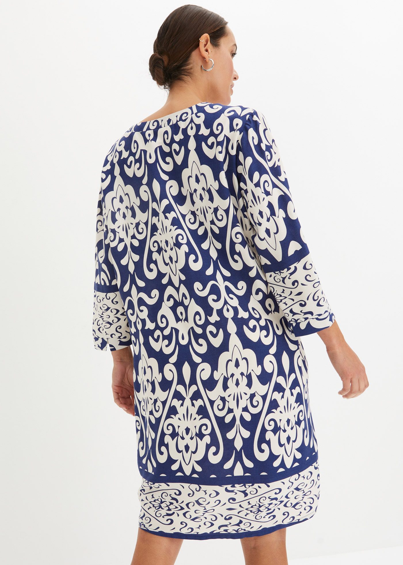 bonprix Tunikakleid aus Viskose, eleganter Stil, A-Linien-Passform, 3/4-Ärmel