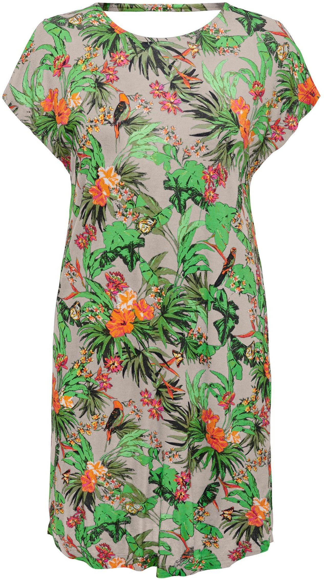 DRESS Pumice JRS S/S AOP:Tropical Minikleid ONLFLAWSOME ONLY Stone
