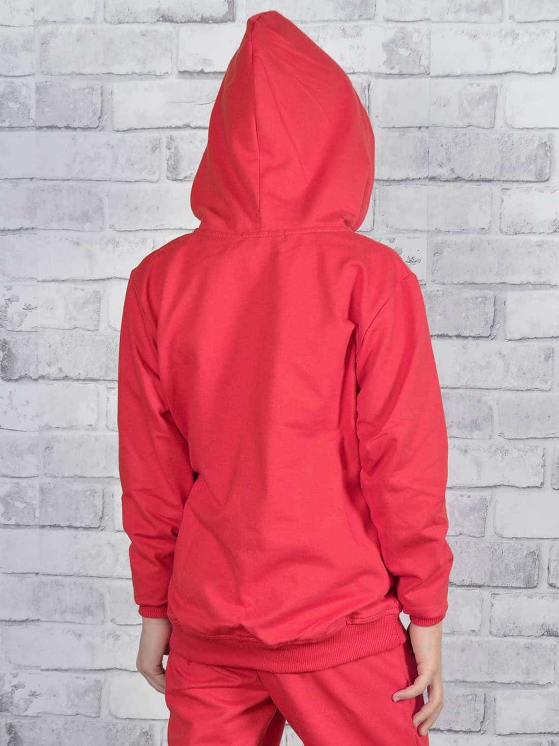 KMISSO Hoodie (1-tlg) Kapuze Kapuzen Rot Kängurutasche mit Pullover Mädchen