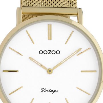 OOZOO Quarzuhr Oozoo Herren-Uhr gold Vintage, (Analoguhr), Herrenuhr rund, groß (ca. 40mm) Edelstahlarmband, Fashion-Style