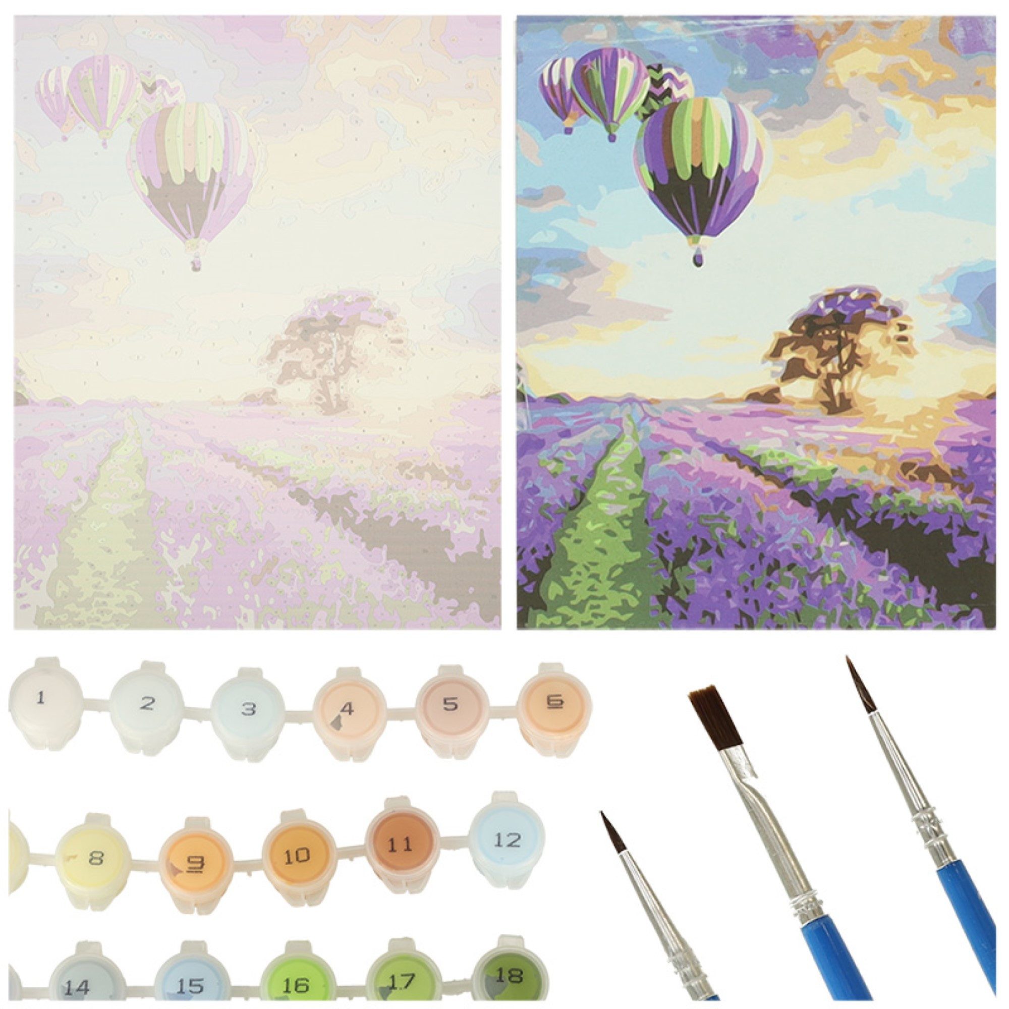 Ikonka Раскрась по номерам Раскрась по номерам Set Blumenwiese- Lavendelfeld auf Leinwand (Malen nach Zahlen auf Leinwand Set, 1x Раскрась по номерам auf Leinwand Komplett-set), Hochwertiges Lavendelfeld-Malen-nach-Zahlen: Einfach 40x50cm