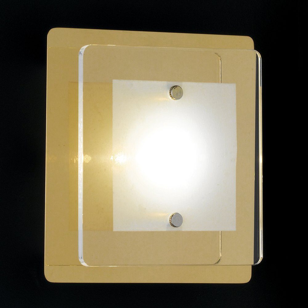 FISCHER & HONSEL LED Wandleuchte, Messing Flurlampe quadratisch fest Wandleuchte Warmweiß, LED-Leuchtmittel Wohnzimmerleuchte verbaut