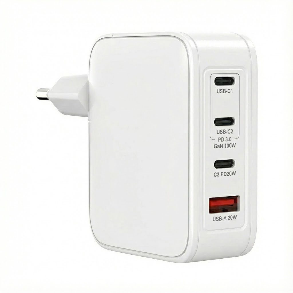 Alpha Electronics 120 Watt 4Port USB-C, USB-A Schnellladegerät Smartphone-Ladegerät (5000 mA, Spar-Set, 1-tlg., universelle Kompatibilität, Hochleistungs-Netzteil für Lenovo, HP, ASUS, MacBook, Notebook)