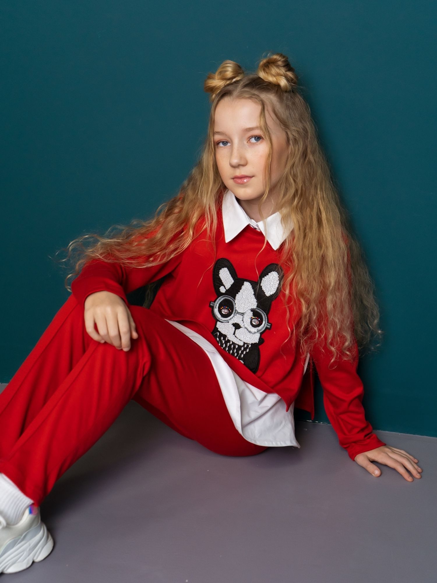 LEMONI Sweatshirt Set 2-in-1 Bluse und Sweatshirt mit französischer Bulldogge (Set, Sweatshirt+Bluse)