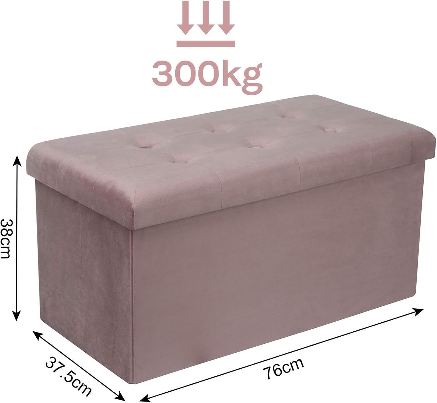 Woltu Sitzhocker (1 St), mit Stauraum, Sitzbank faltbar, aus Samt, 76x37,5x38 cm