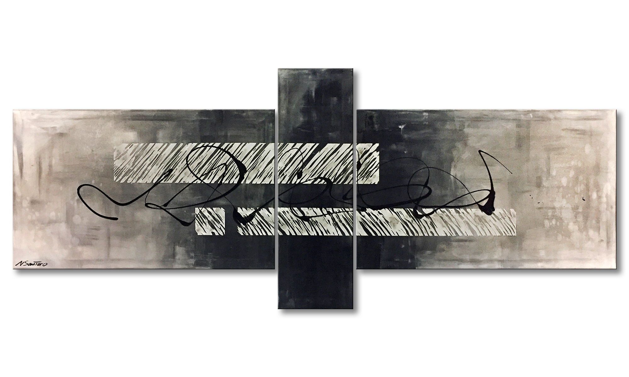 WandbilderXXL XXL-Wandbild Split 230 x 90 cm, Abstraktes Gemälde, handgemaltes Unikat