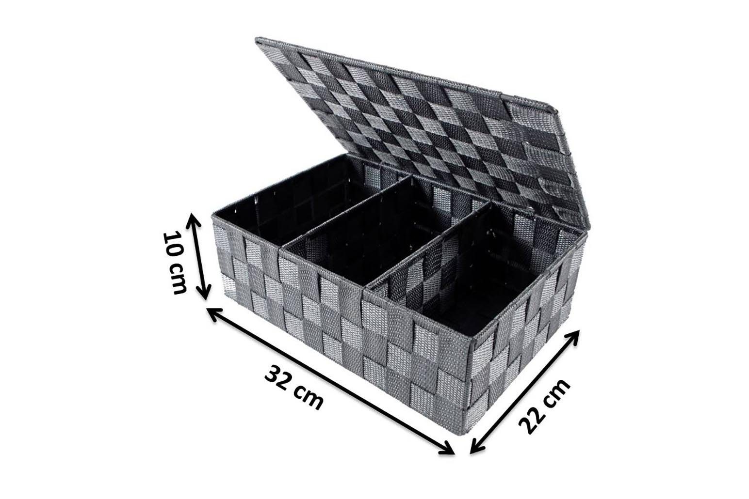 Kobolo Aufbewahrungskorb Regalkorb grau mit Deckel Nylon auf Metallrahmen günstig online kaufen