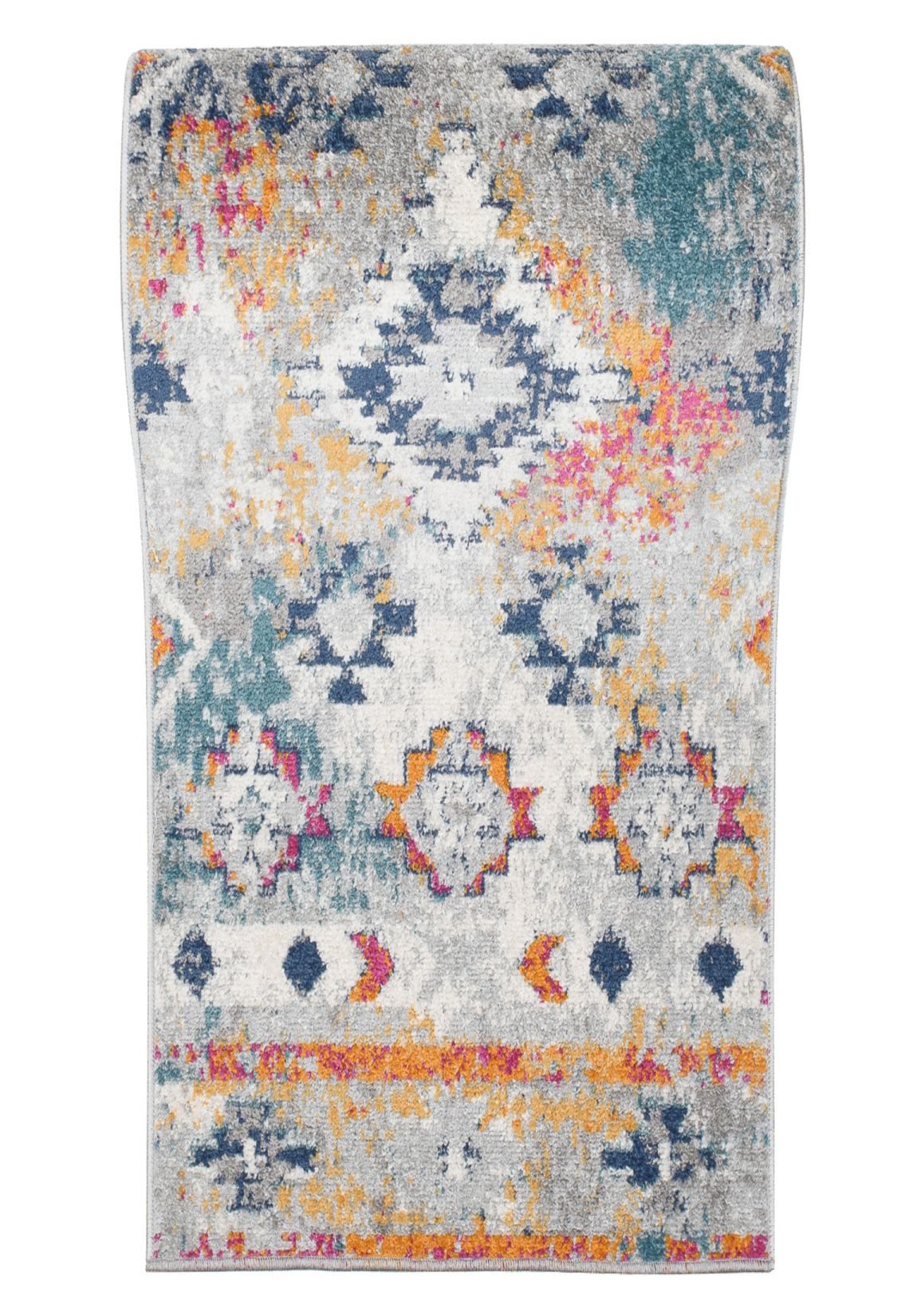 Mazovia Läufer Läufer Modern Abstrakt Ethno Grau Bunt Flur, Schlafzimmer, Diele, 70 x 100 cm, Fußbodenheizung