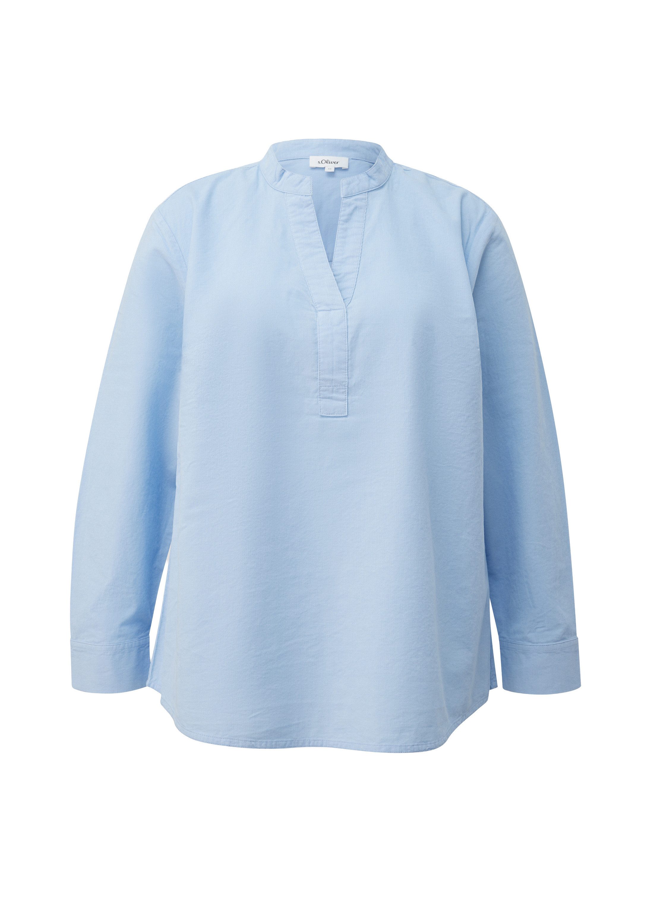 s.Oliver Langarmbluse Bluse Feincord-Bluse mit Stehkragen