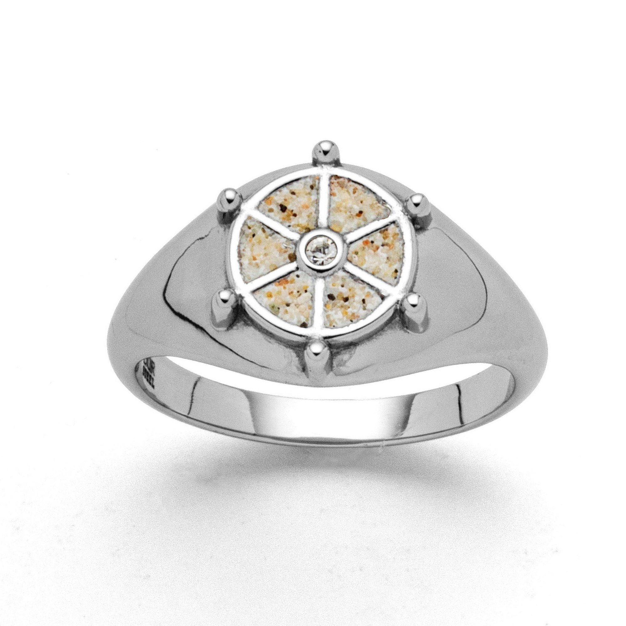 DUR Fingerring Siegelring Navora STR1002SA Edelstahl Strandsand Crystal Gr. 54 (17,2)