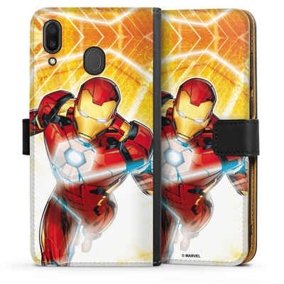 DeinDesign Handyhülle Iron Man on Fire, Samsung Galaxy M20 Hülle Handy Flip Case Wallet Cover
