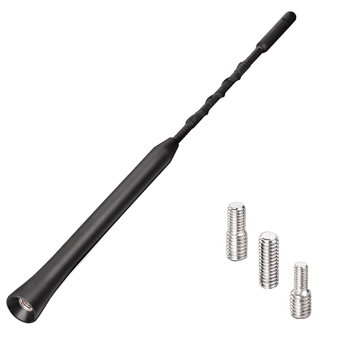 Bolwins H75 22cm KFZ Auto Antenne Stab Dachantenne Radio 16V Gewinde Adapter Dachantenne (FM/AM/GPS/GSM, für Fahrzeug, Verstärkung: 5 dB), starke Signalqualität, robustes Metallgehäuse, 22 cm Antennenlänge
