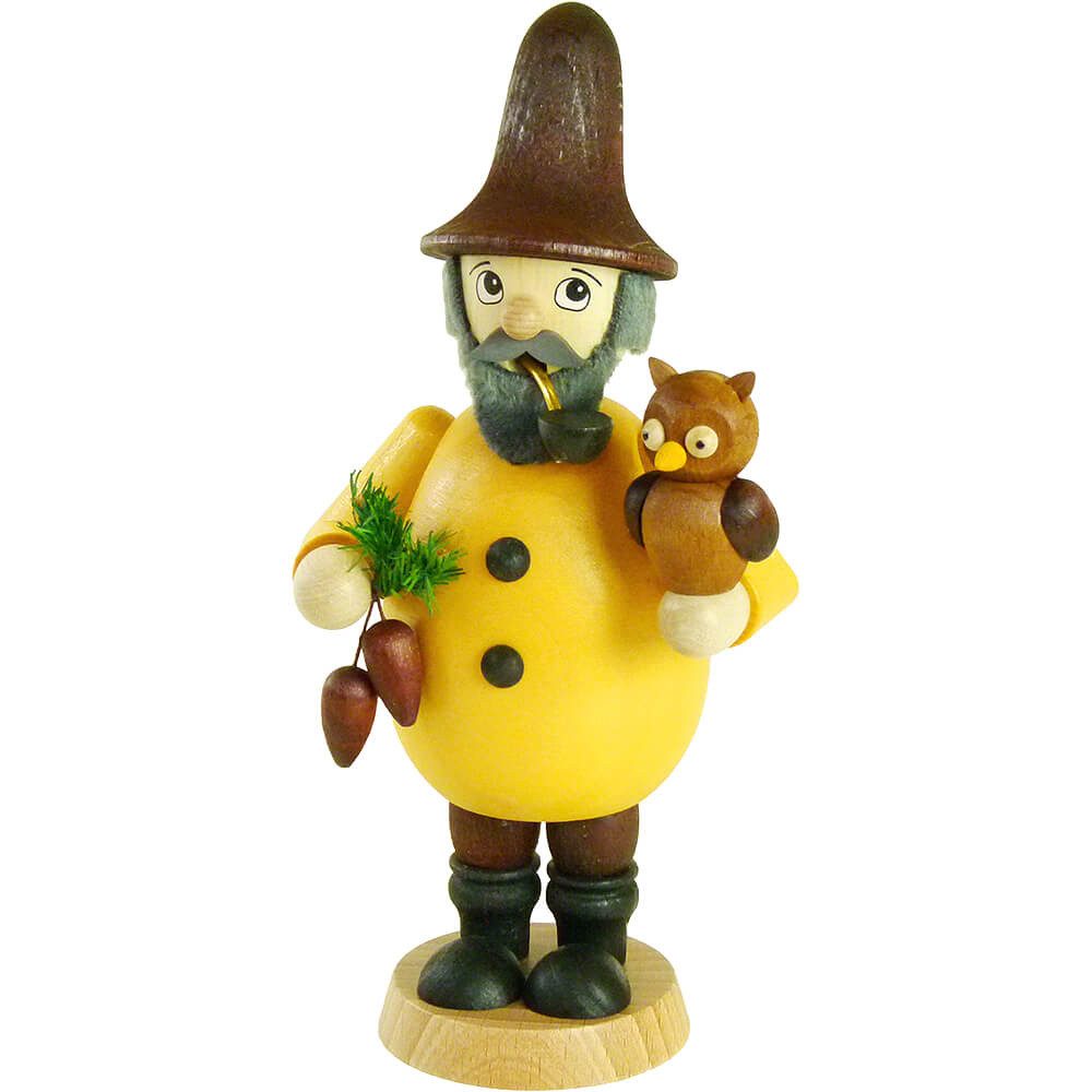 Ullrich Kunsthandwerk Räuchermännchen Waldwichtel mit Eule (17cm) Räuchermann von Ullrich Kunsthandwerk