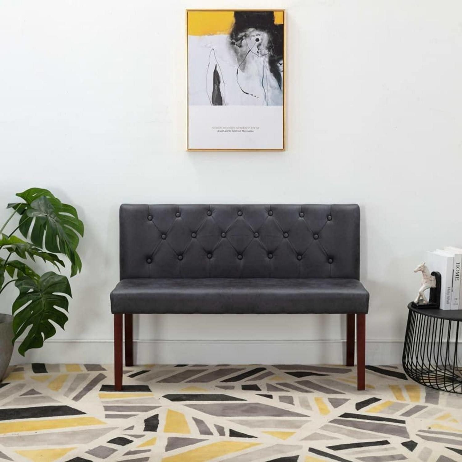 LuxusKollektion Sitzbank Sitzbank 120cm Grau Wildlederoptik (1-St)