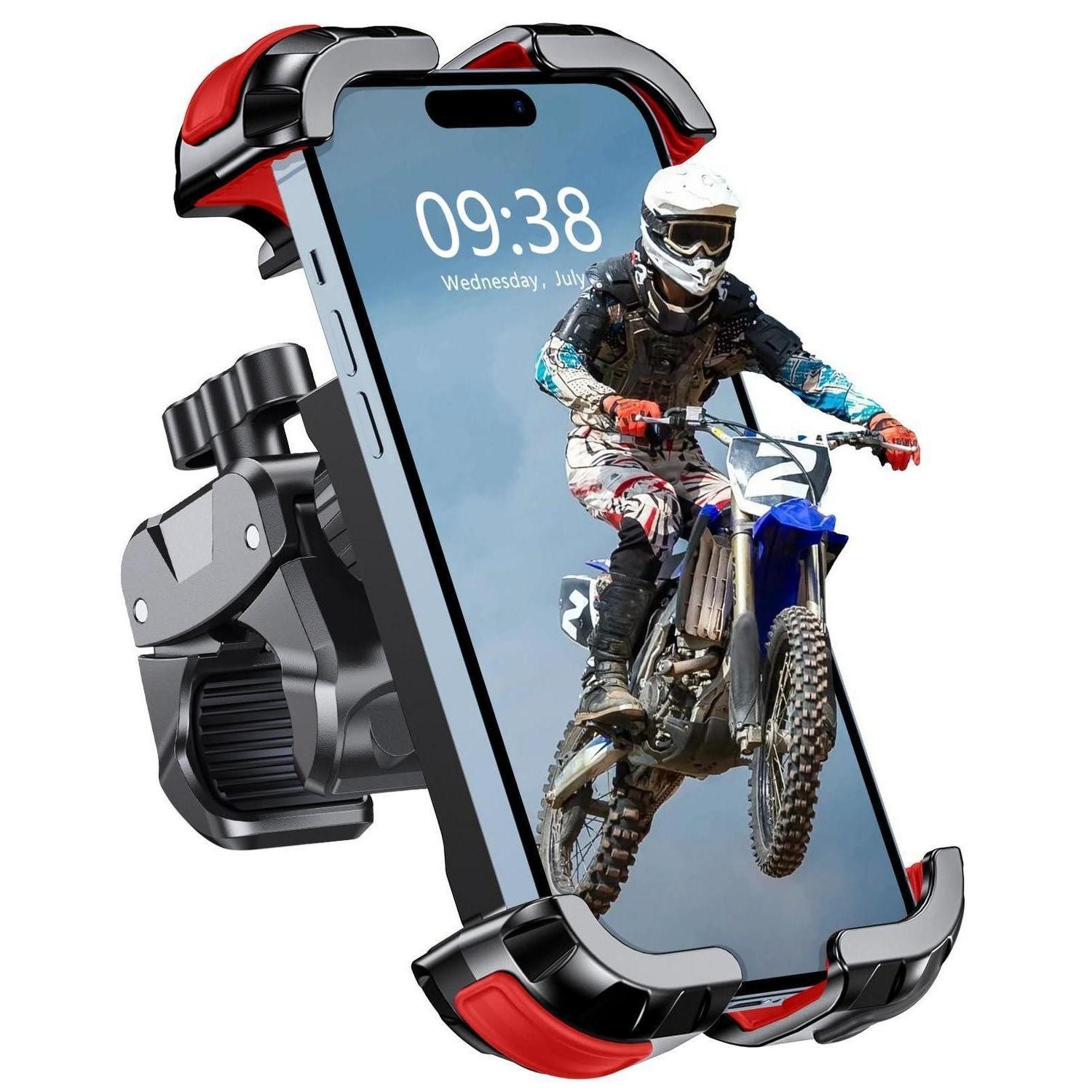 LuxusKollektion Handy-Halterung Handyhalterung Motorrad Fahrradlenker 360 AntiShake Rot