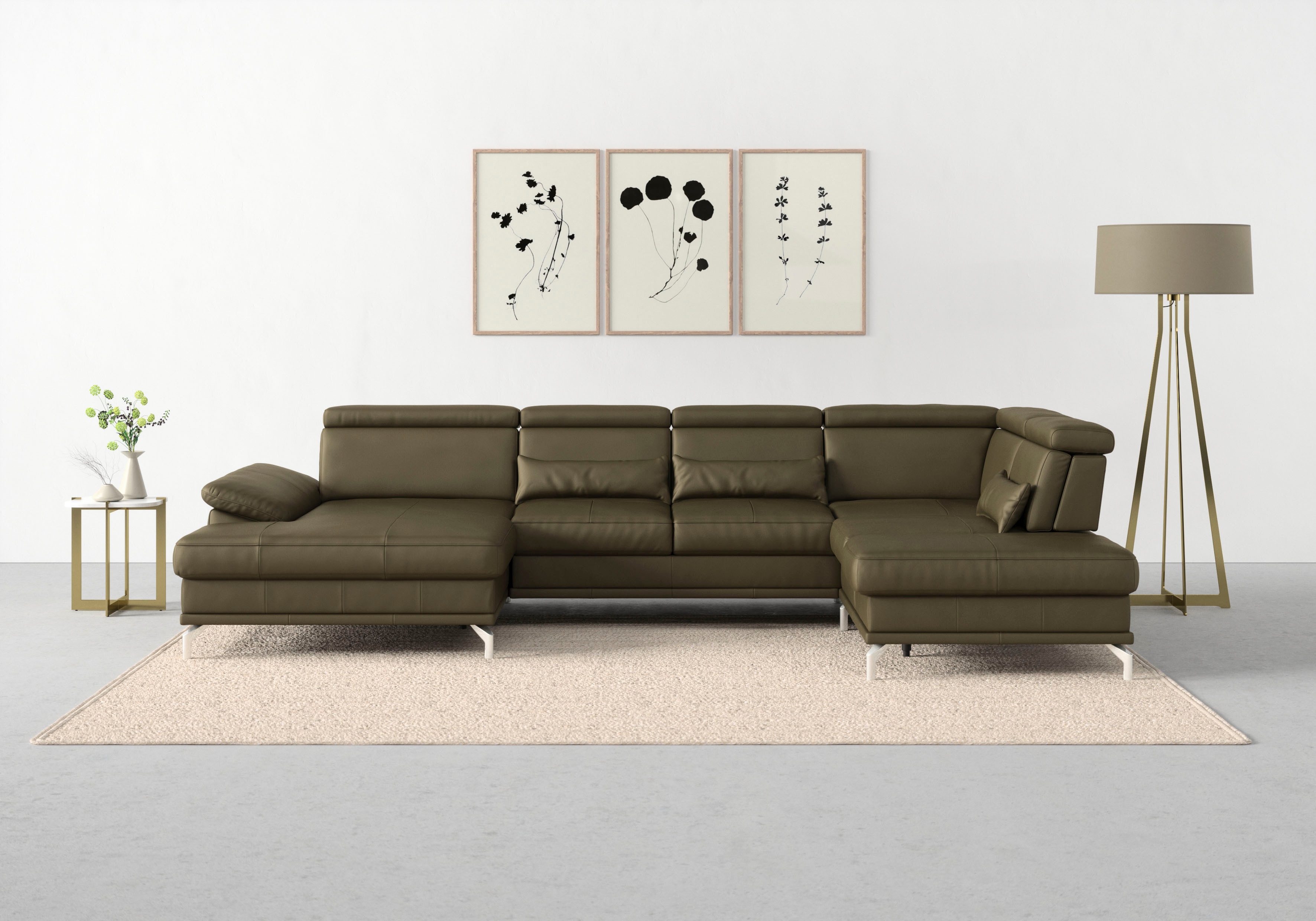 sit&more Wohnlandschaft Cabrio U-Form, B: 359 cm, mit Sitztiefen-, Arm- & Kopfteilverstellung, 3 Nierenkissen, Federkern, optional Bettfunktion und Stauraum