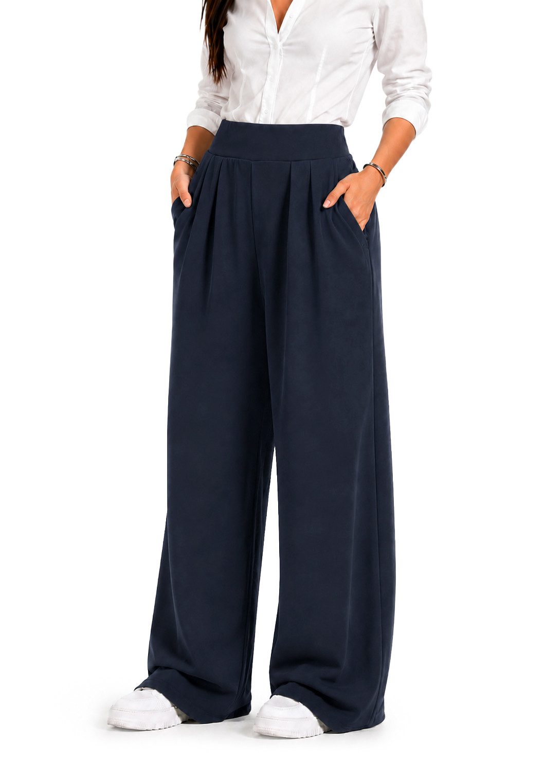 Smilodox Jogginghose Luvia, Sweatpants mit Stretch, Wide Leg, Loose Fit, Freizeit & Sport Weites Bein, Strick, Komfortbund, Bewegungsfreiheit, Baggy