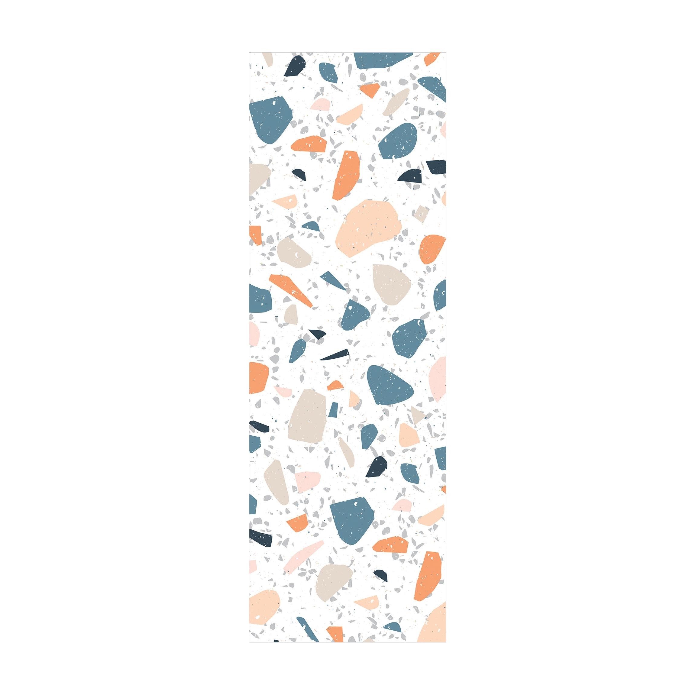 Bilderdepot24 Teppich Teppich Vinyl Flur Küche Muster Terrazzo lang modern, Läufer - petrol glatt, nass wischbar (Schmutz, Tierhaare) Saugroboter & Bodenheizung geeignet