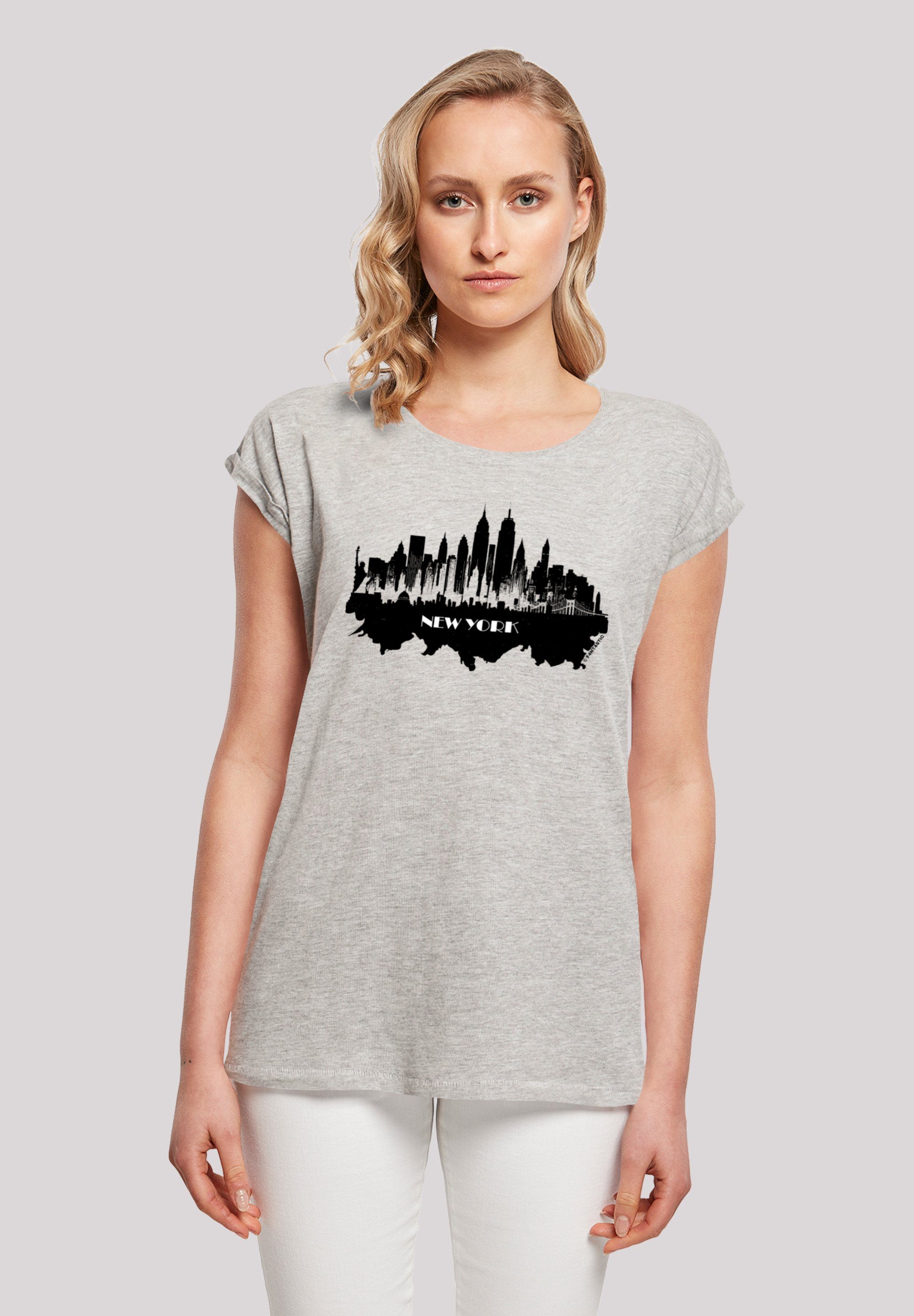 F4NT4STIC T-Shirt Cities Collection - New York skyline Print heather grey