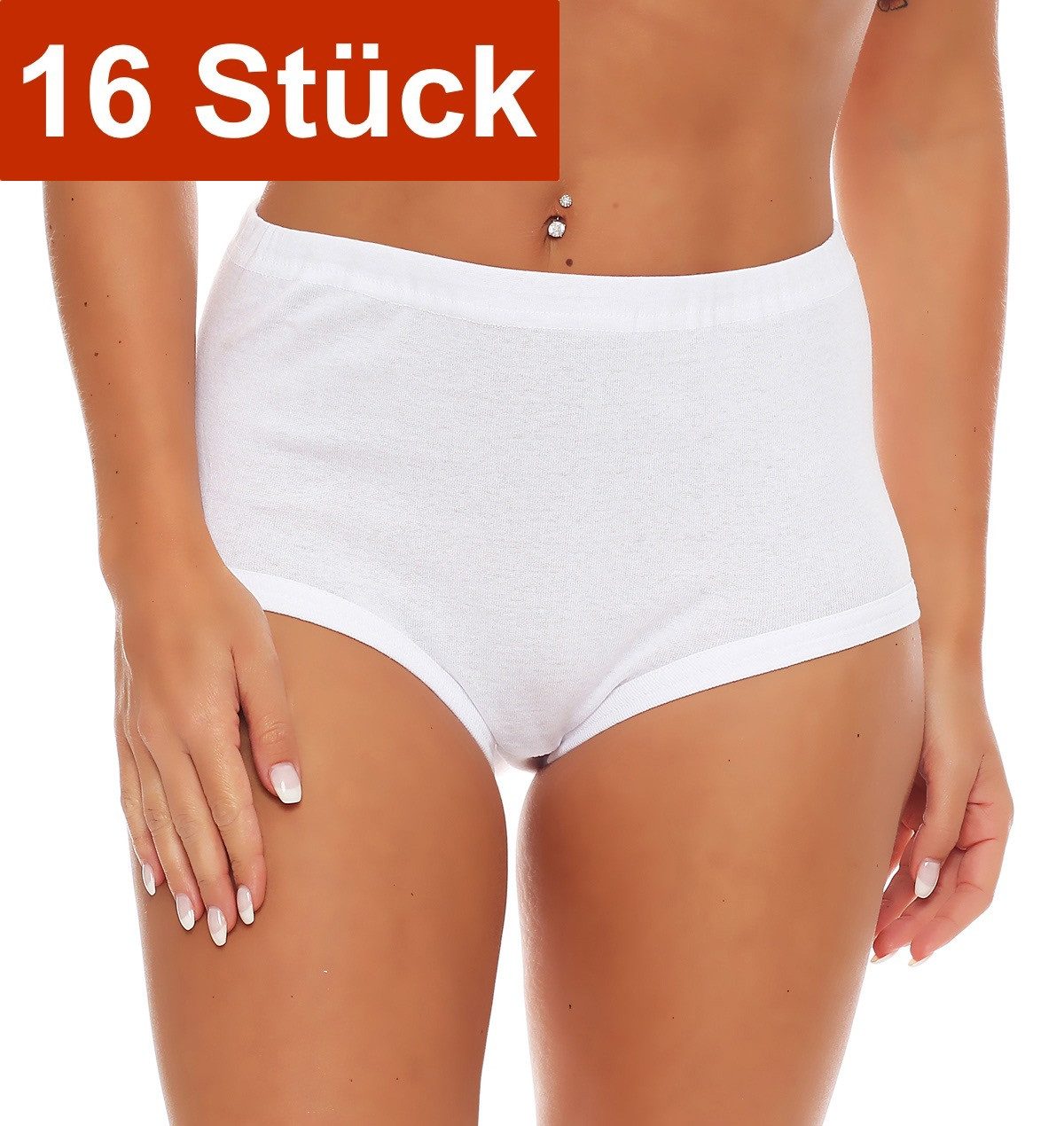 Cocain underwear Taillenslip Damen Taillen Slip geblümt weiss Baumwolle kochfest trocknergeeignet (16-St) 100% Baumwolle - ohne Seitennähte