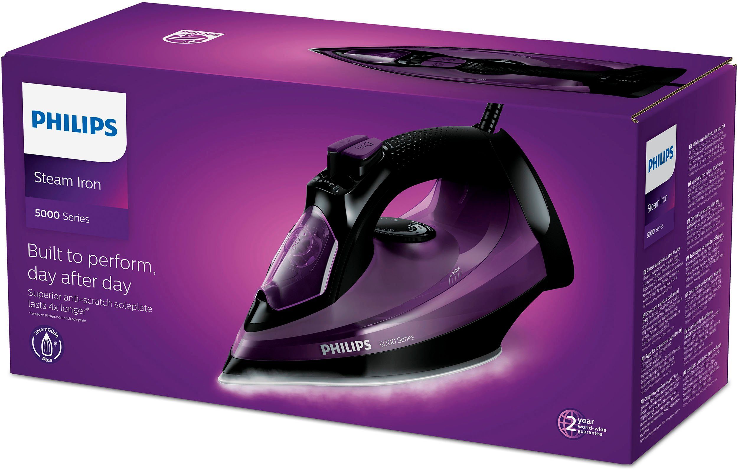 Philips Dampfbügeleisen DST5030/80, 2400 W, SteamGlide Plus Bügelsohle, 320 ml Wassertank, 180 g Dampfstoß