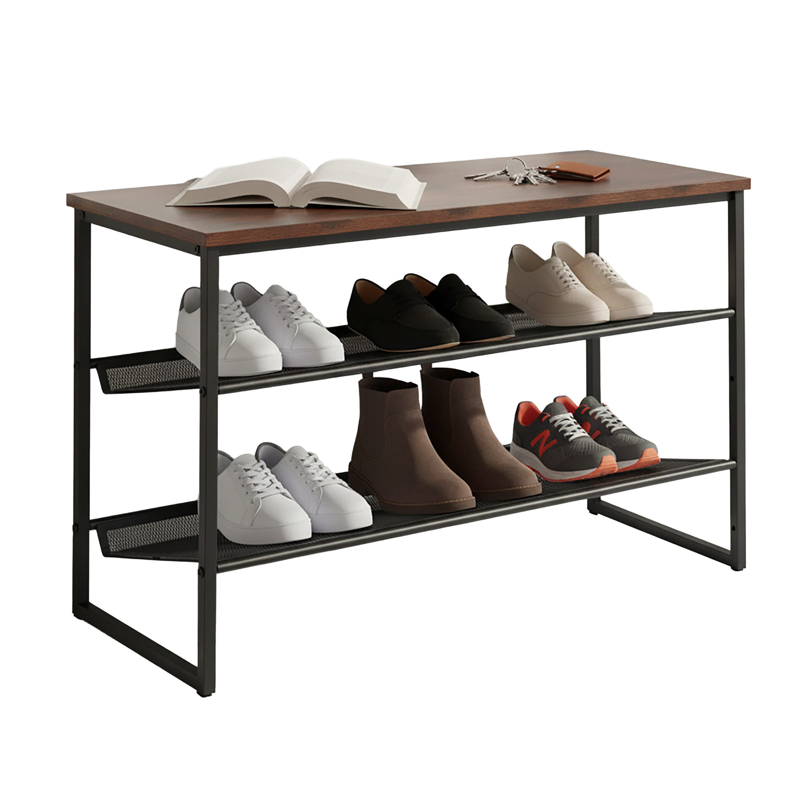 relaxdays Schuhregal mit Ablage, 1-tlg., Industrial-Schwarz