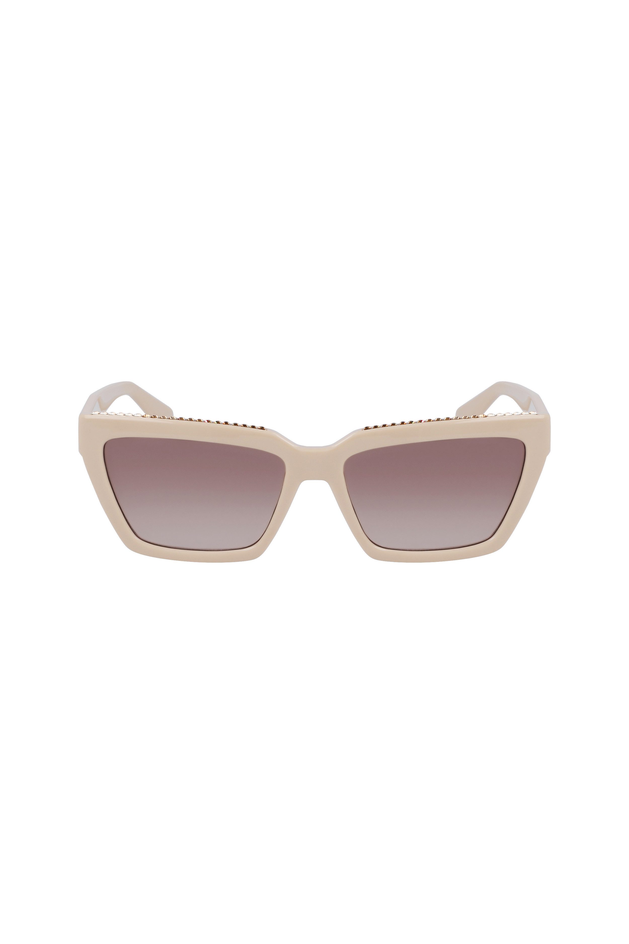 Liu Jo Sonnenbrille Elegante Damen-Sonnenbrille Beige mit Rechteckgläsern und Kontrastdet
