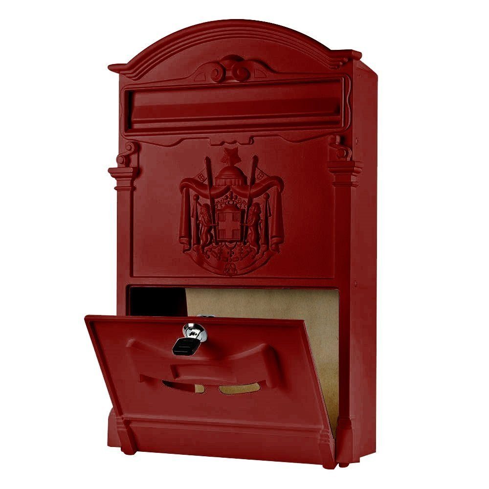 Wandbriefkasten Letterbox 2 Wandbriefkasten (Stück), Antik Schlüssel Briefkastenanlage Nostalgie Briefkasten inkl. Mailbox Wandmontage Melko Rot UK Vintage Post Englisch Briefbox Retro Postkasten