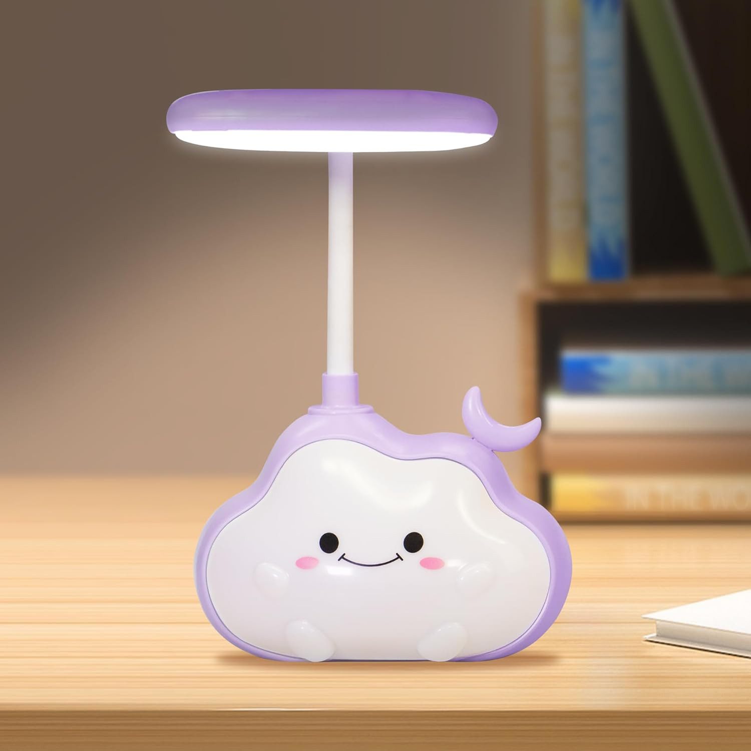 FELIXLEO LED Nachtlicht LED Wolken Nachtlicht Schreibtischlampe USB Aufladbar Lila Mond