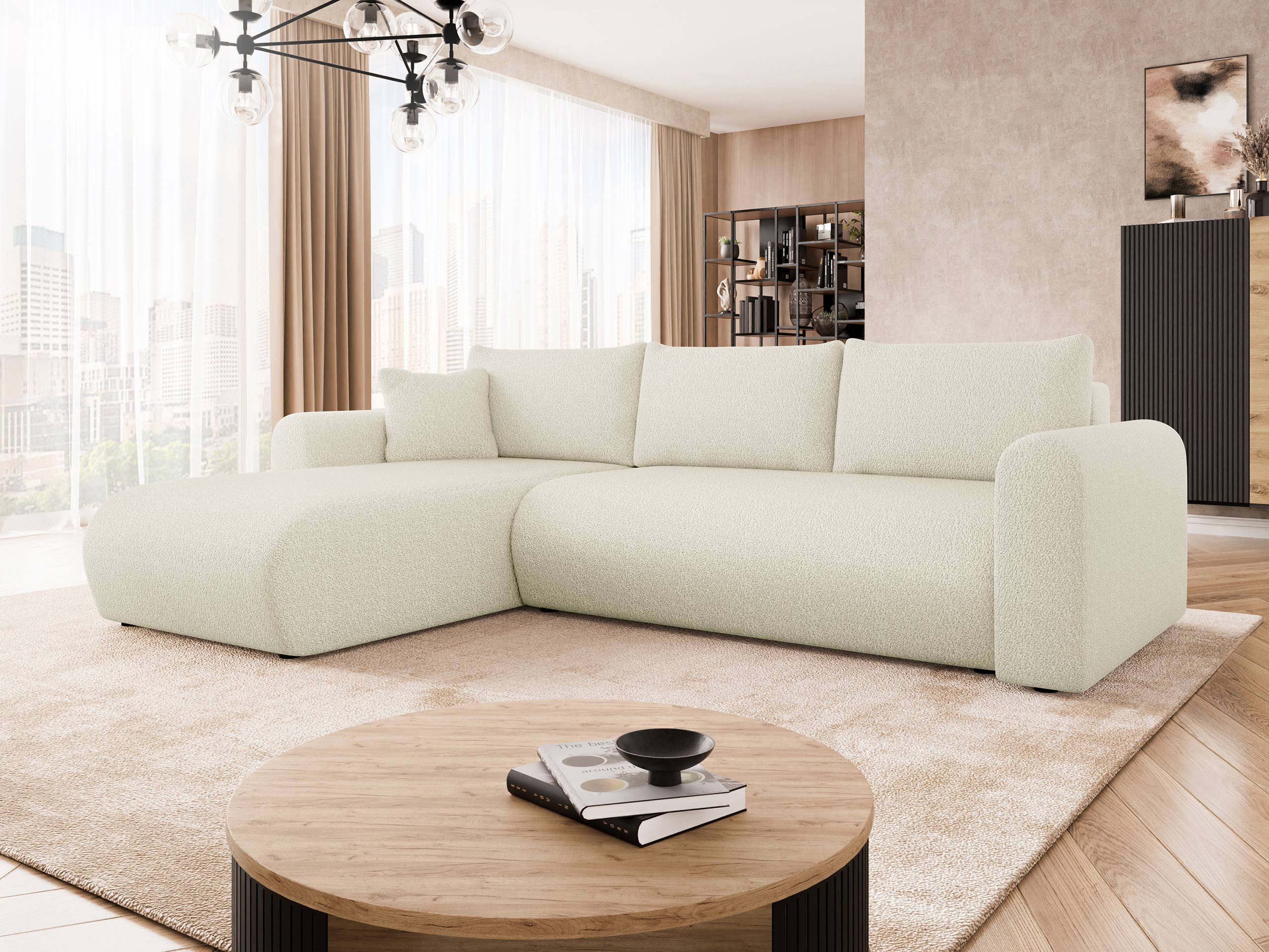 MIRJAN24 Ecksofa Eliwo, mit Schlaffunktion und Bettkasten, 252x158x80 cm, Rückenlehne in Form beweglicher Kissen