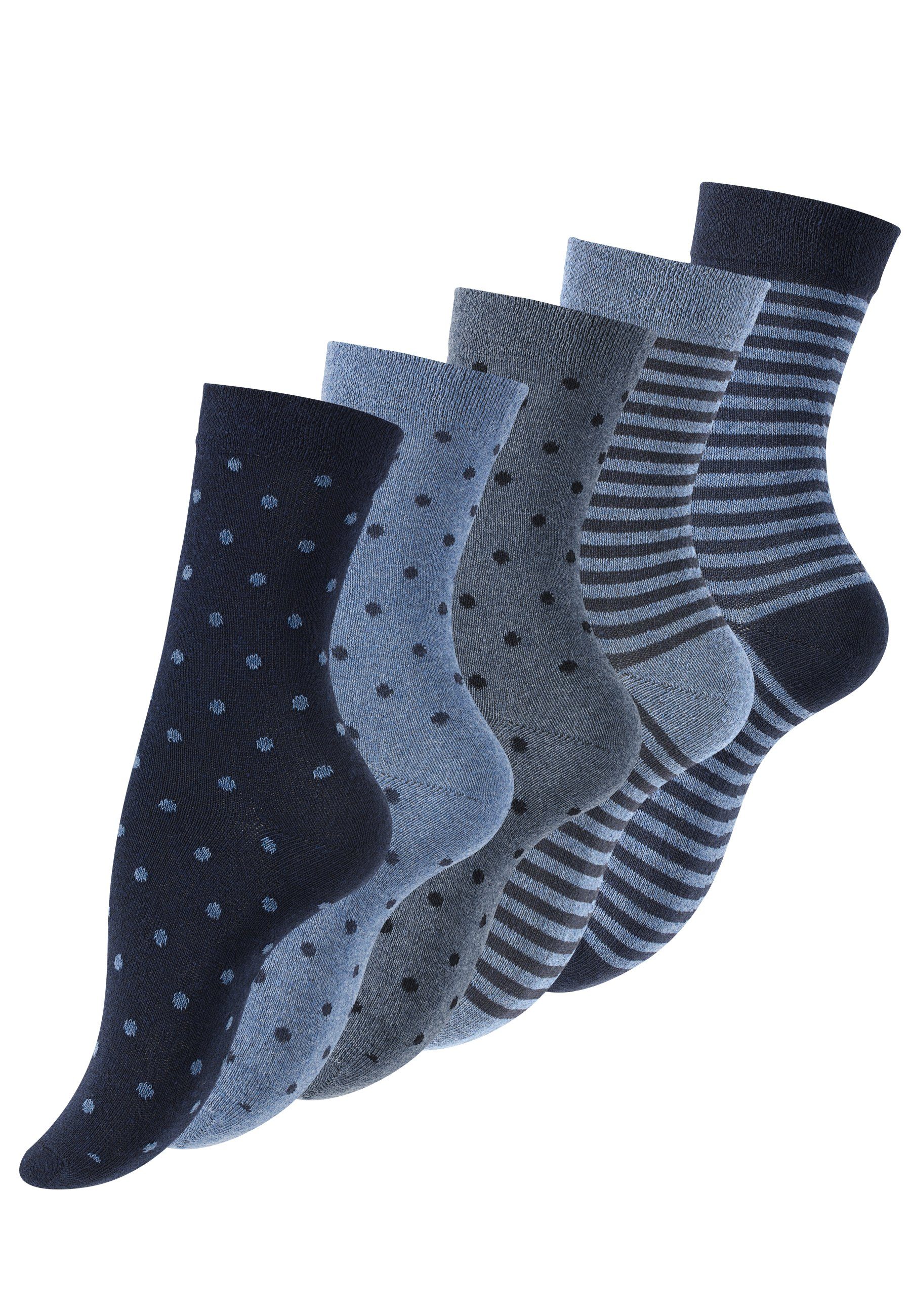 Freizeitsocken Damen Socken Mehrfarbig Streifen Punkte