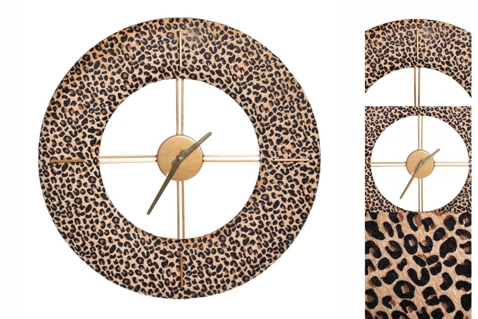 Bigbuy Uhr Wanduhr 48 x Stoffe Metall x 3,5 cm 48 Leopard synthetische