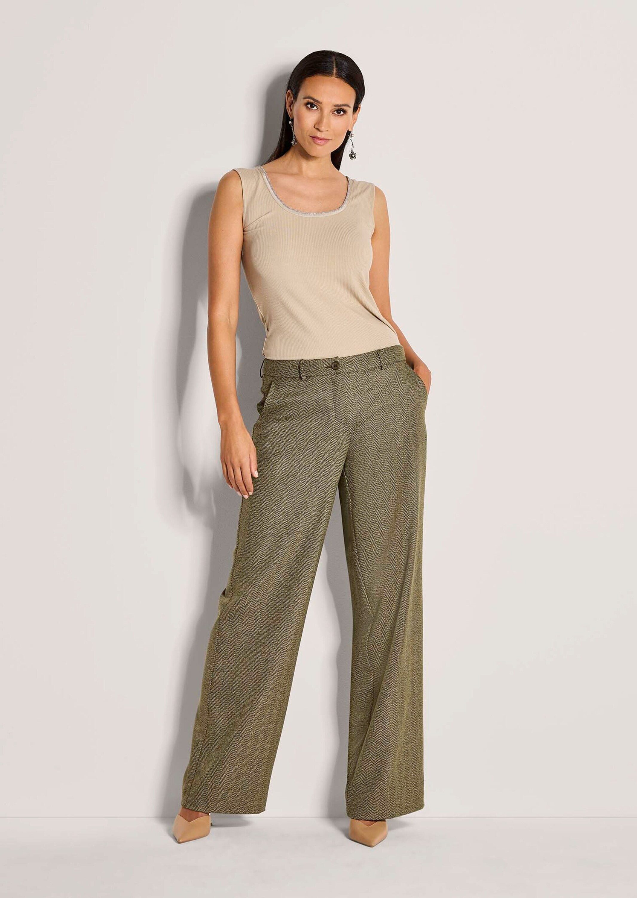 MADELEINE Stoffhose Palazzohose im Fischgratdesign Stoffhose mit weitem Bei günstig online kaufen