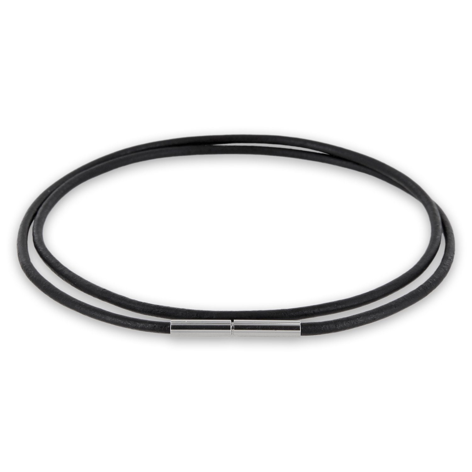 Auroris Lederband 2mm Echtleder Kette mit Edelstahl Tunnel-Drehverschluss, Made in Germany