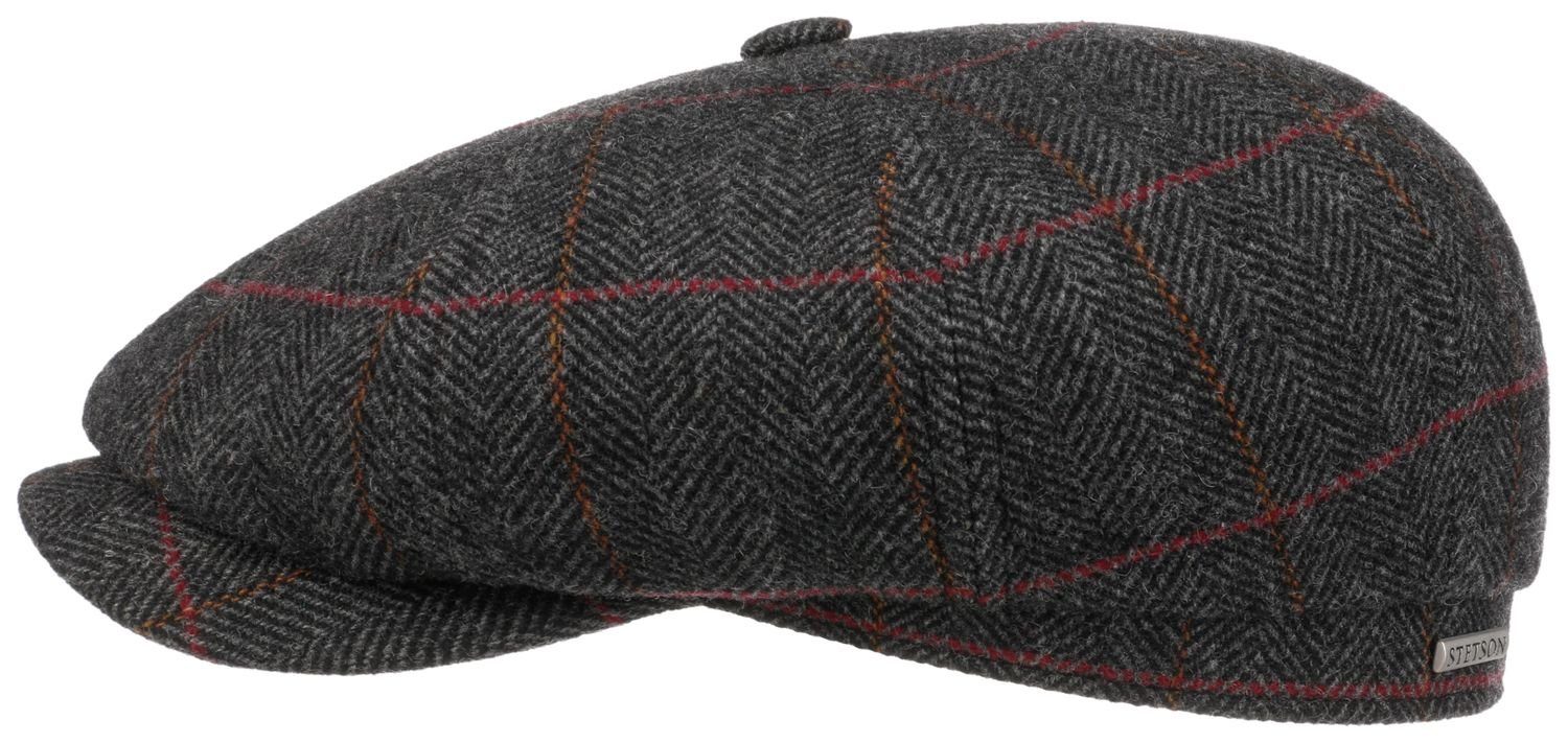 Stetson Schiebermütze Hatteras Wolle/warm und leicht Fischgrät-Muster schwarz-grau