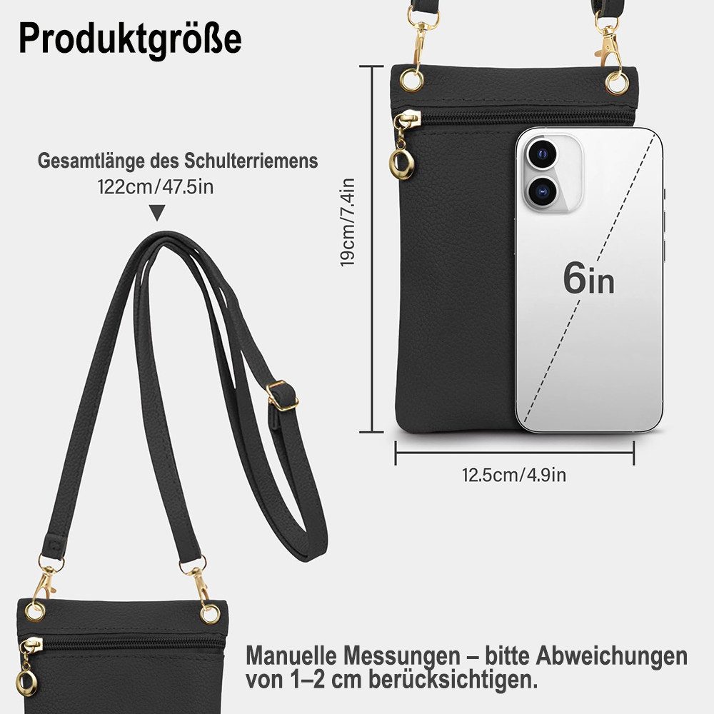 Zaewry Umhängetasche Handytasche mit abnehmbaren Umhängeriemen,Handytasche, für Einkaufen, Dating und Spaziergänge,Münztasche, Kreditkartenetui