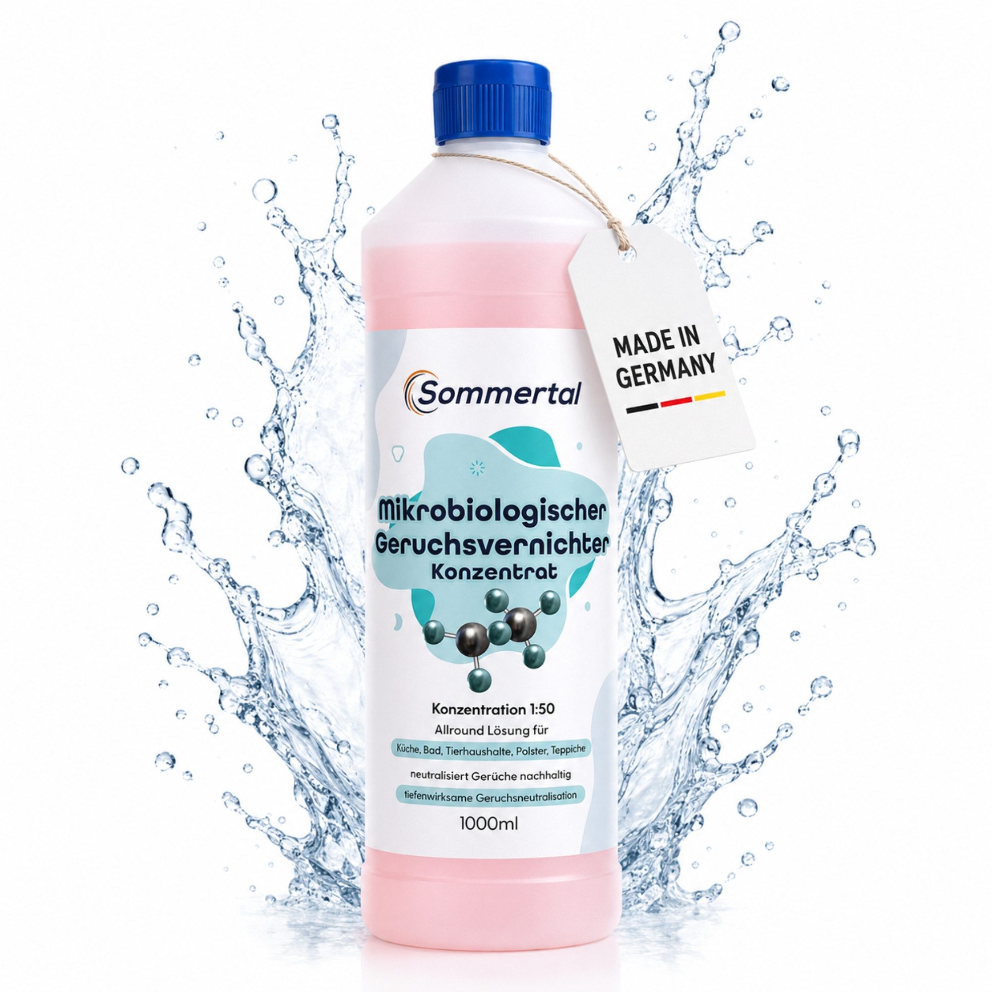 Sommertal Mikrobiologischer Geruchsvernichter Konzentrat 1:50 Polsterreiniger (Einzelartikel, [- 1 Flasche Konzentrat, 1000 ml Geruchsvernichter Enzymreiniger 1000 ml 1:50)
