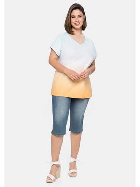 Sheego T-Shirt Große Größen in Batik-Optik und mit V-Ausschnitt