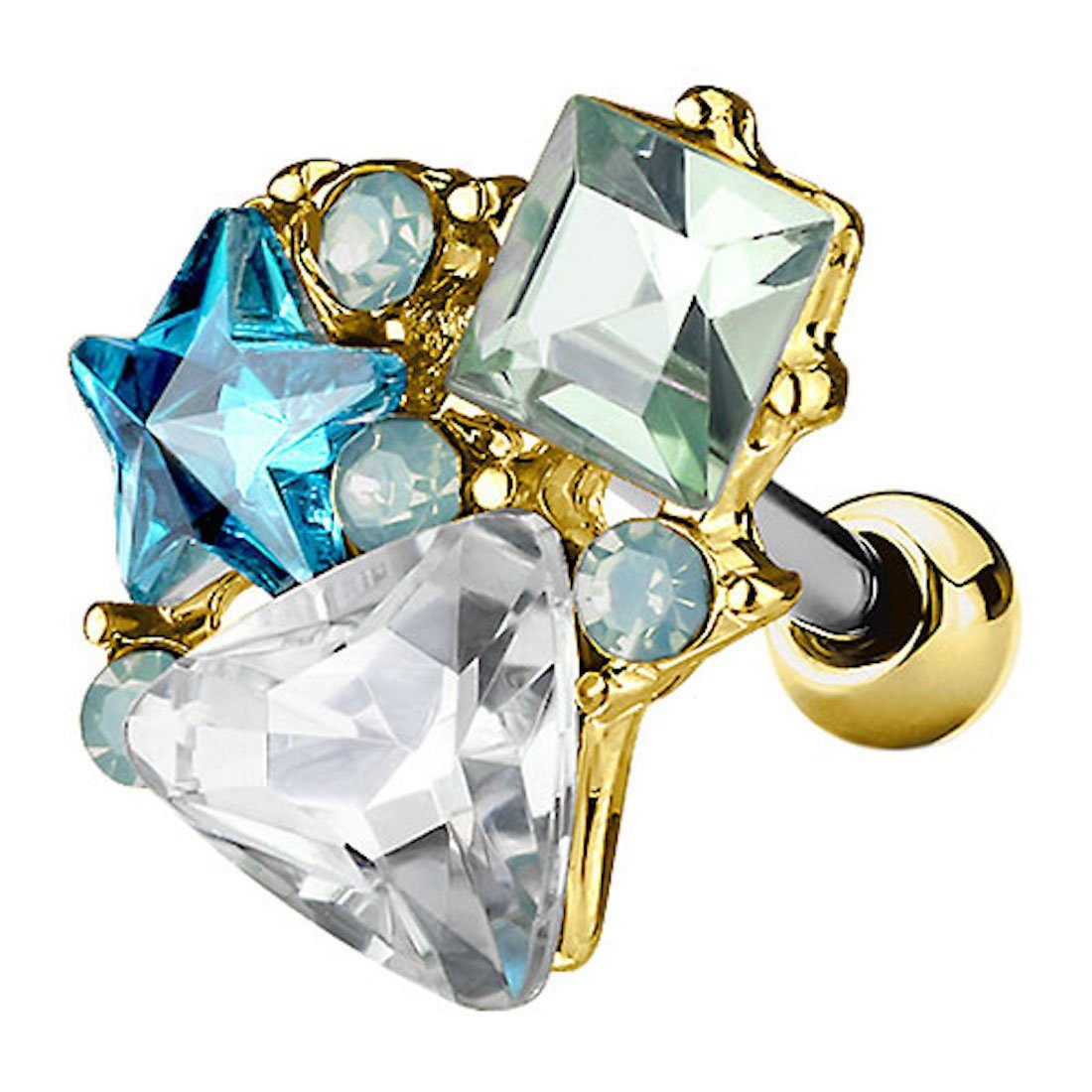 Taffstyle Piercing-Set Tragus Helix Ohr Cartilage Stecker Multi Kristalle, Tragus Helix Ohr Stecker mit Multi Kristalle